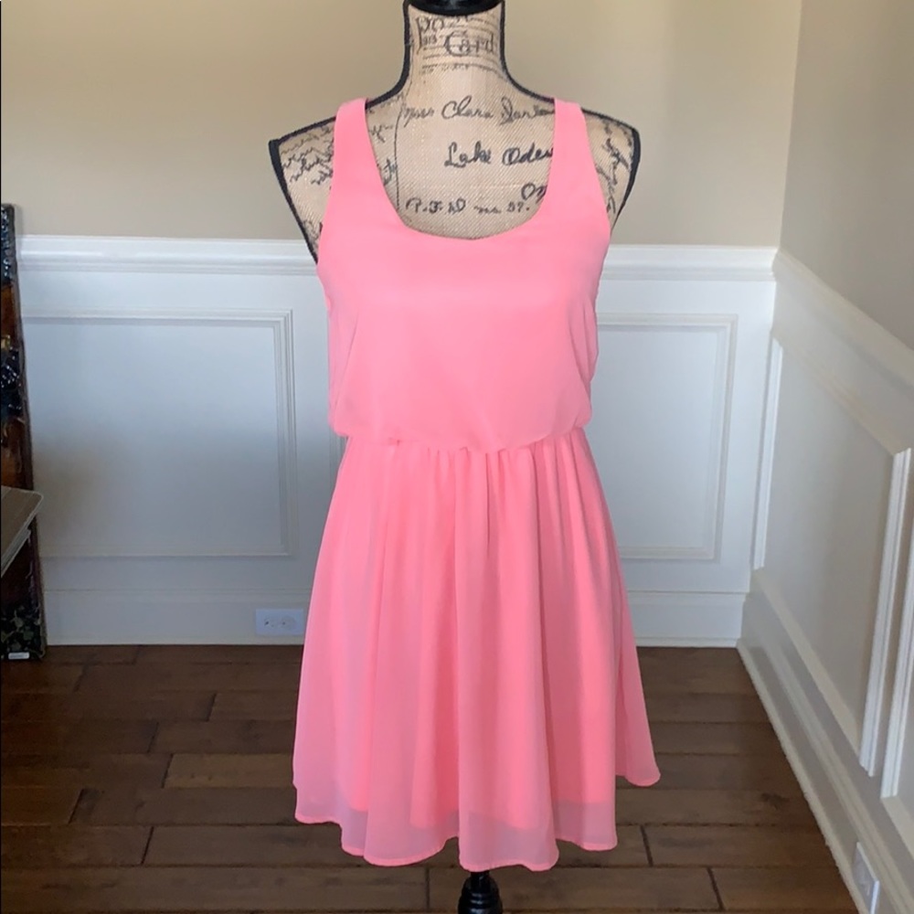 Lush Coral Sleeveless Mini Dress